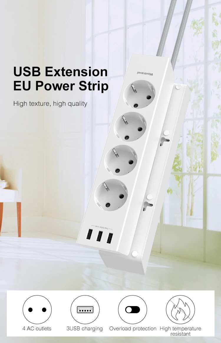 French Standard Electric Socket 250v Power Strip 4 Way Socket Extension ...