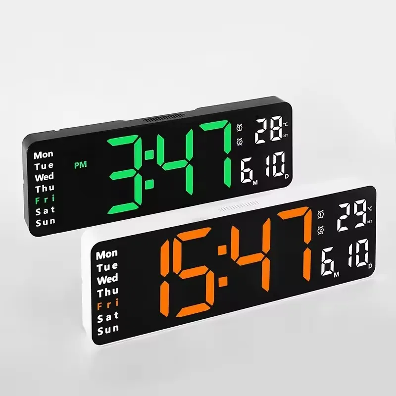 Online Shop Hot Sale 13 Inches Big Size Digital Wall Clock Remote Control Wall LED Clock With Temperature Calendar