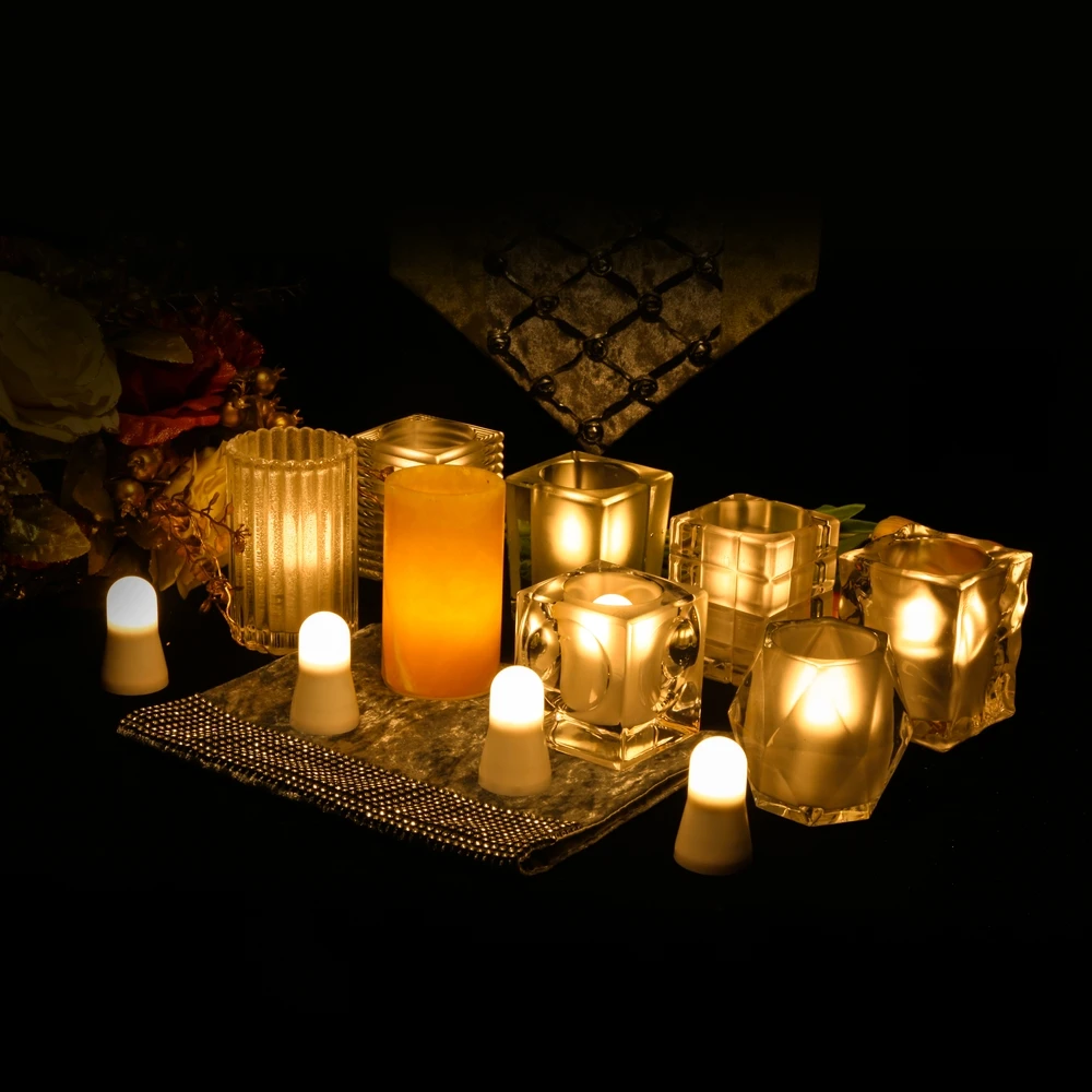 4 Pcs Cordless Linkable Inductive Rechargeable LED Candle Flicker Tealight Candles for Home Hotel bar Decoration