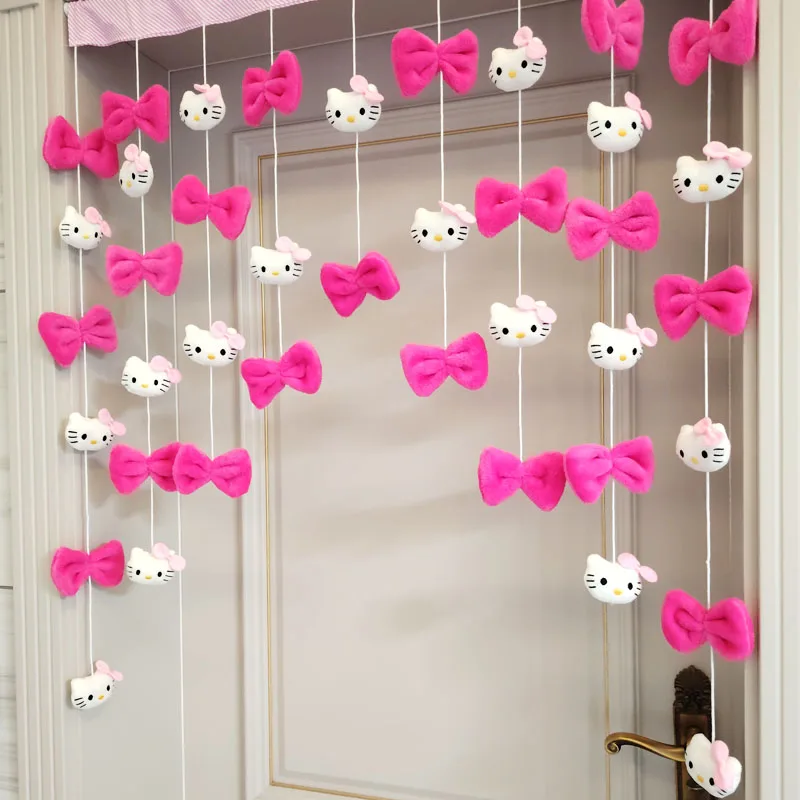 Kt cat Non-Perforated Hanging Curtain High Color Value Bow Curtain Wall Decoration Partition Home Decor