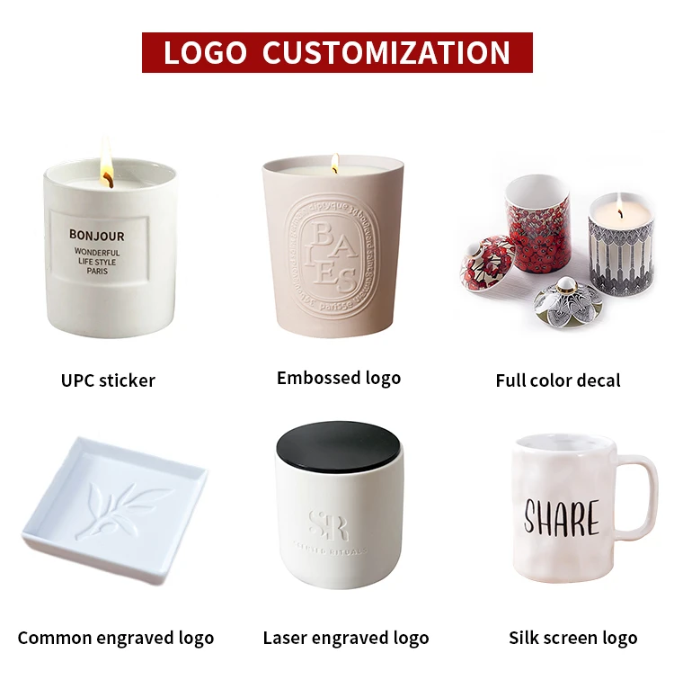 Custom Wholesale Matte Candle Vessels Embossed Empty Candle Container