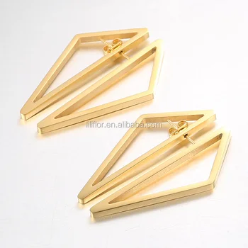 18K Gold Plated Stainless Steel Triangle Double Sided Earrings E5283