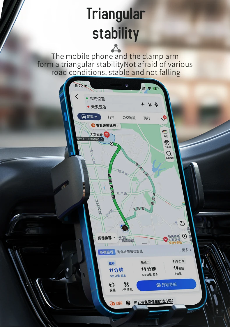 Semi-automatic Intelligent Induction Wireless Car Charger with 1 Year Warranty and ABS+PC Material for iPhone