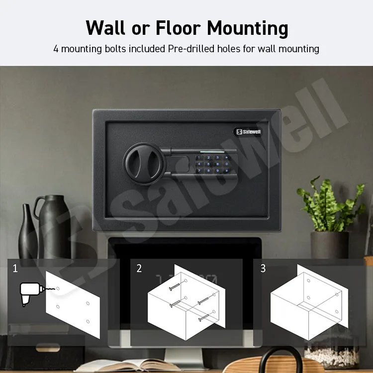Safewell Most Popular Custom Mini Smart Digit Safe Box for Valuables Jewelry and Documents in Home Hotel Caja Fuerte Coffre Fort
