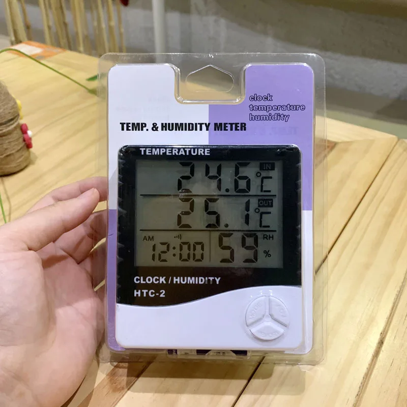 HTC-2A Digital Temperature and Humidity Meter with Clock and Alarm