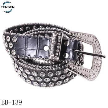 Metal Plate Rhinesrone Buckle Belt Women main image 3