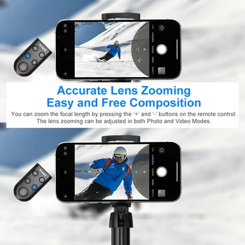KingMa 1.3 Meter Vlogging Remote Selfie Stick Mini Flexible Selfie Stick Tripod with Lens Zooming and Camera Switching Function detail image