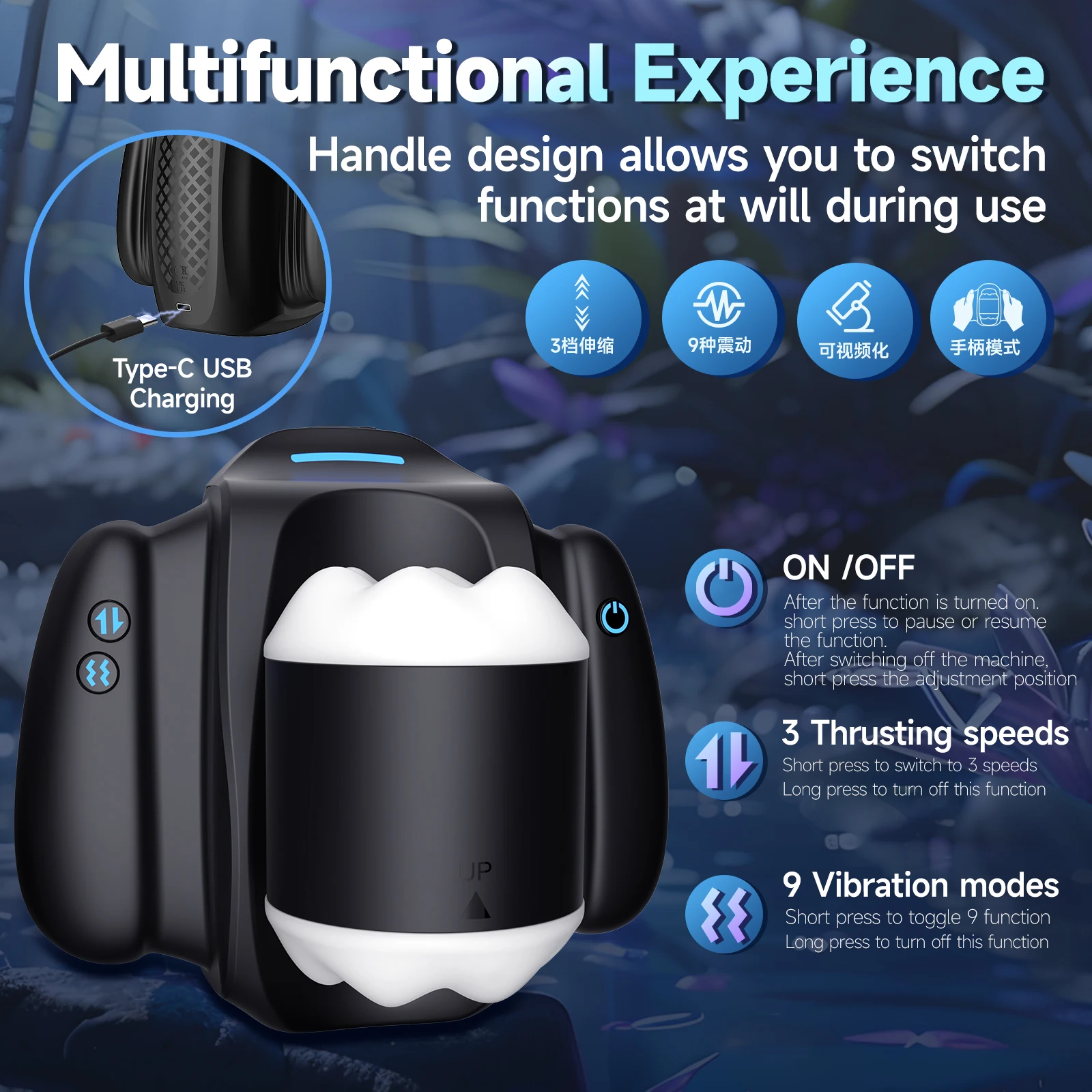 APP Remote Control Man Masturbator Real Sex Feel Stimulation Silicone Handhold Handle Male Masturbation Cup Sex Toys for Men
