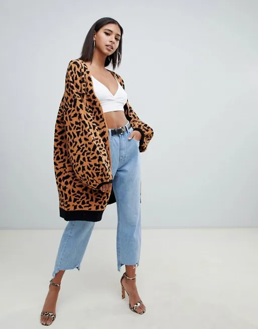 longline leopard cardigan
