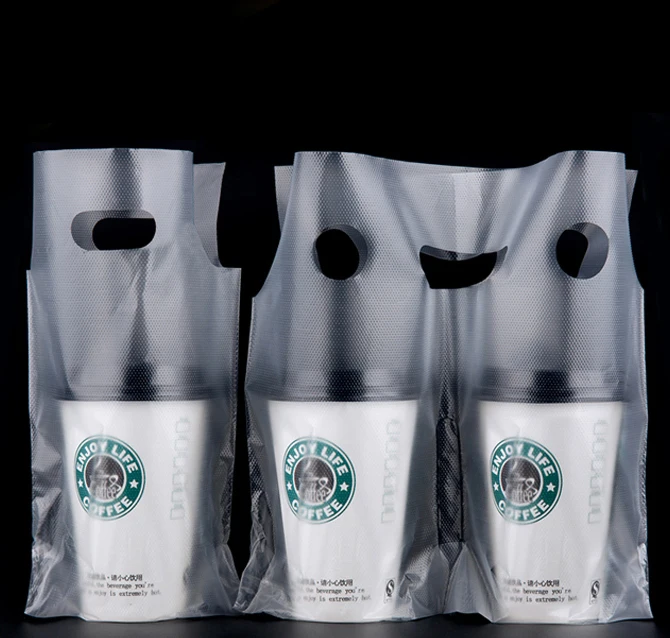 Disposable Milk Tea Bag Single Cup Double Cup Bags Takeaway Juice Drink  Plastic bag For Plastic
