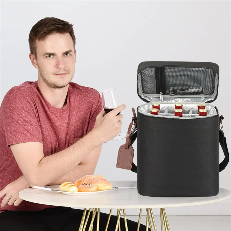 Hot Sale Waterproof 6 Bottles Thermal Wine Cooler Carrier Bag Tote Bag