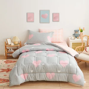100% Polyester Home Textile Comforter Set Modern Style Cartoon Printed for Kids Includes 4 Pcs