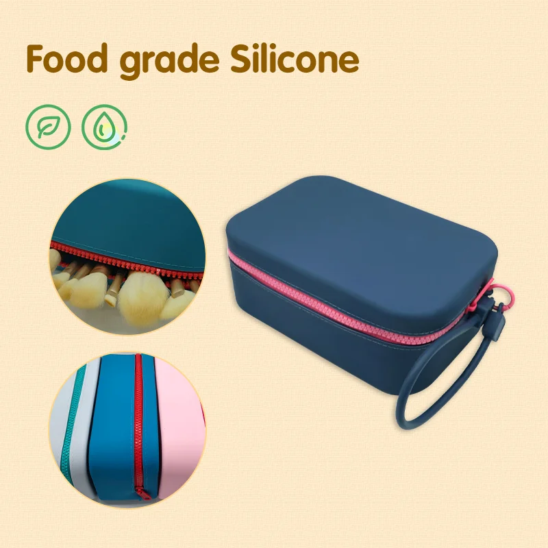 Large Capacity Custom Logo Waterproof Eco-Friendly Home Decor Cosmetic Case Silicone Zipper Portable Makeup Storage Bag manufacture