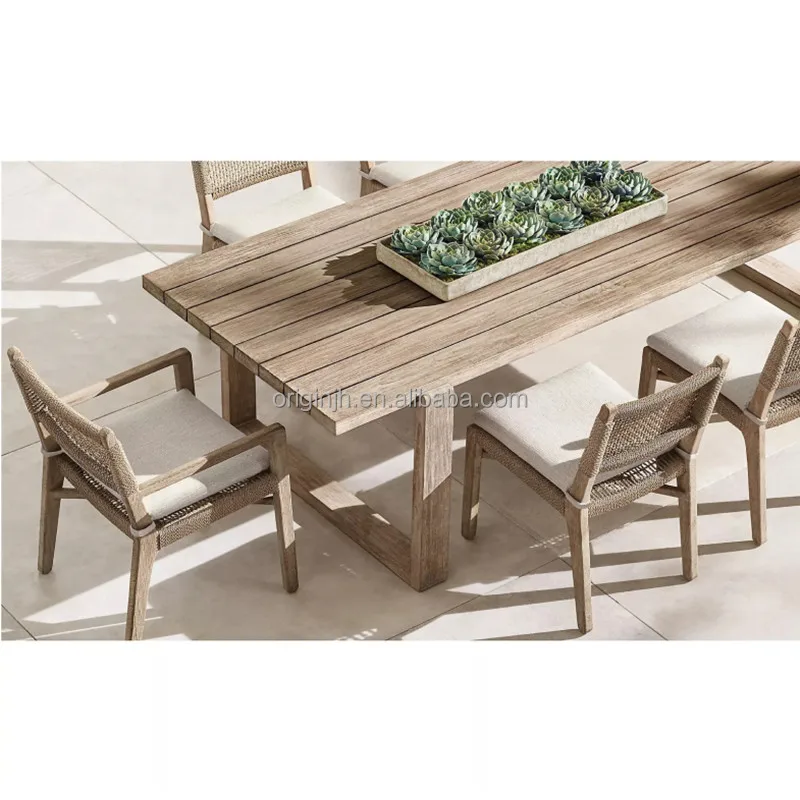 Country Style Outdoor Furniture Teak Wood Frame Allweather Wicker