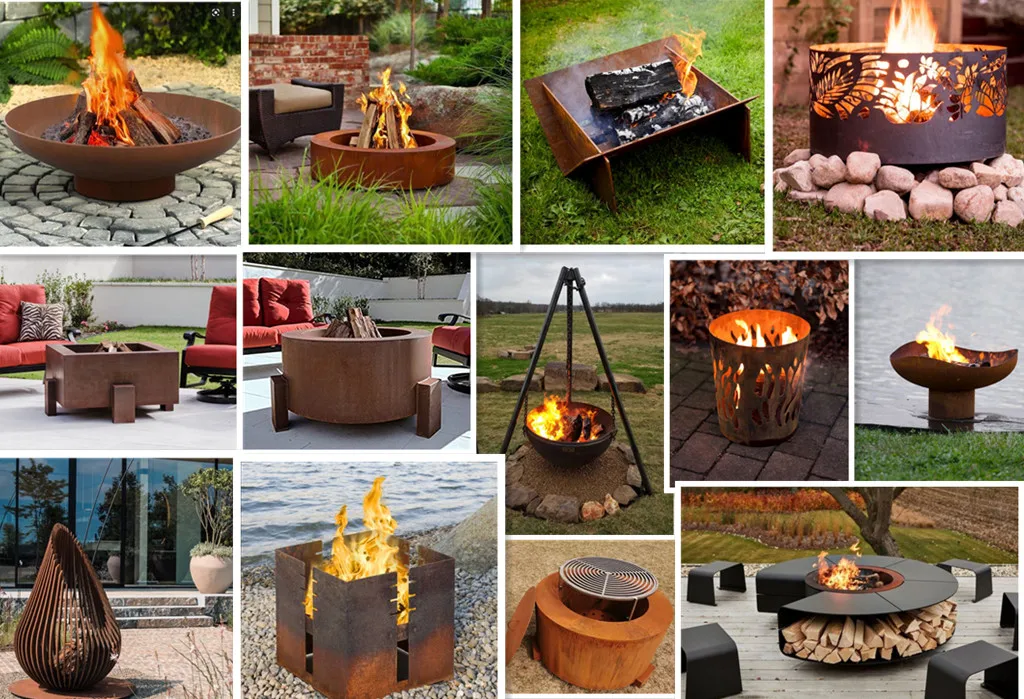 corten steel fire pit bowl