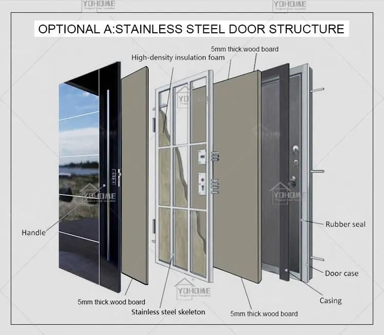 China Top Manufacturer High Quality American Pivot External Security Doors for House Wooden Front Entry Exterior Door