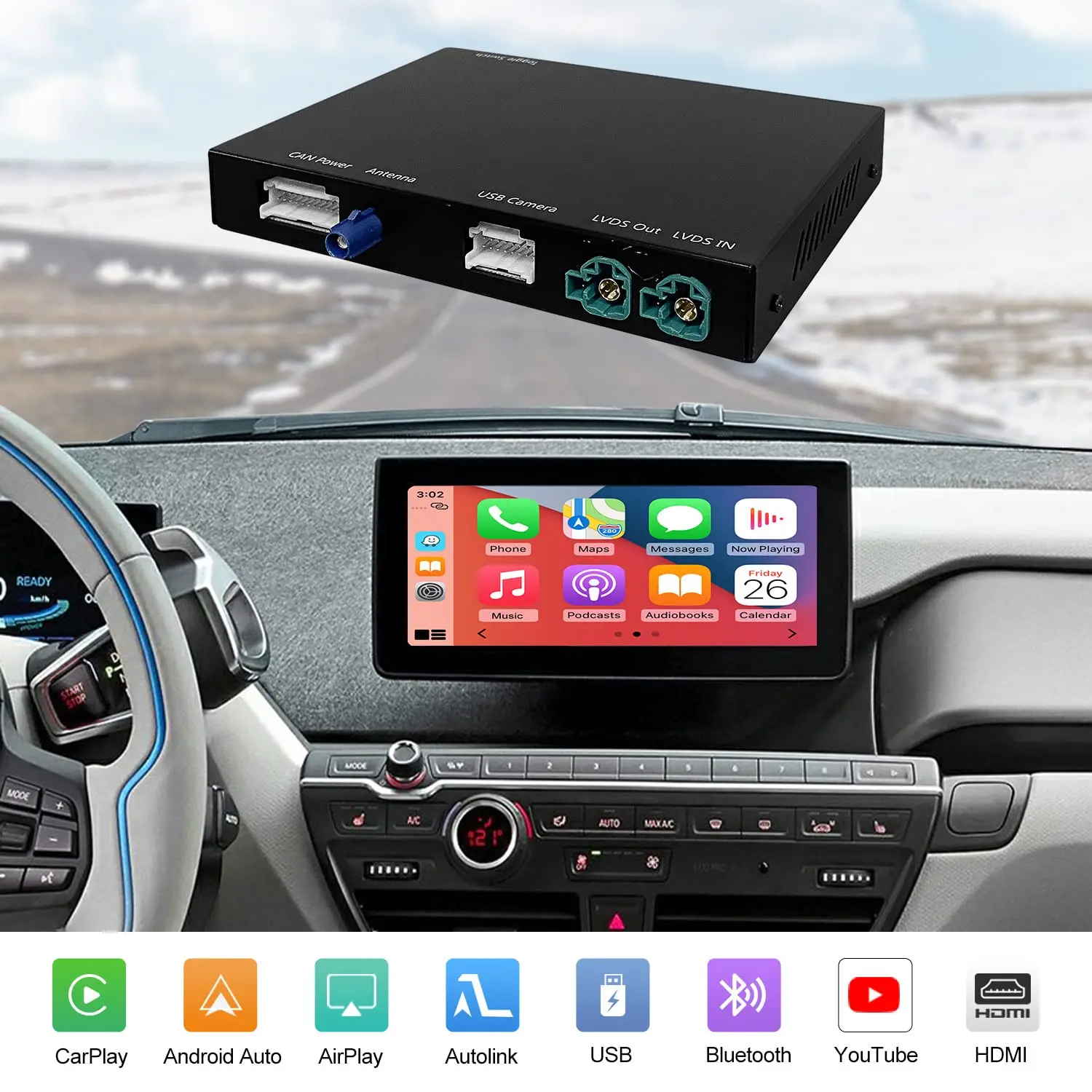 ロードトップオリジナルカーノブコントロールワイヤレスCarplay 