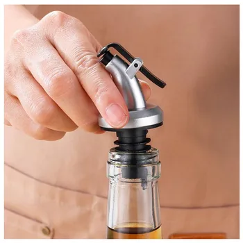 2 Becs Verseurs Automatiques Dorés – Anti-gouttes, Pour Bouteilles De Vin, Huile, Spiritueux – Avec Brosse Nettoyage