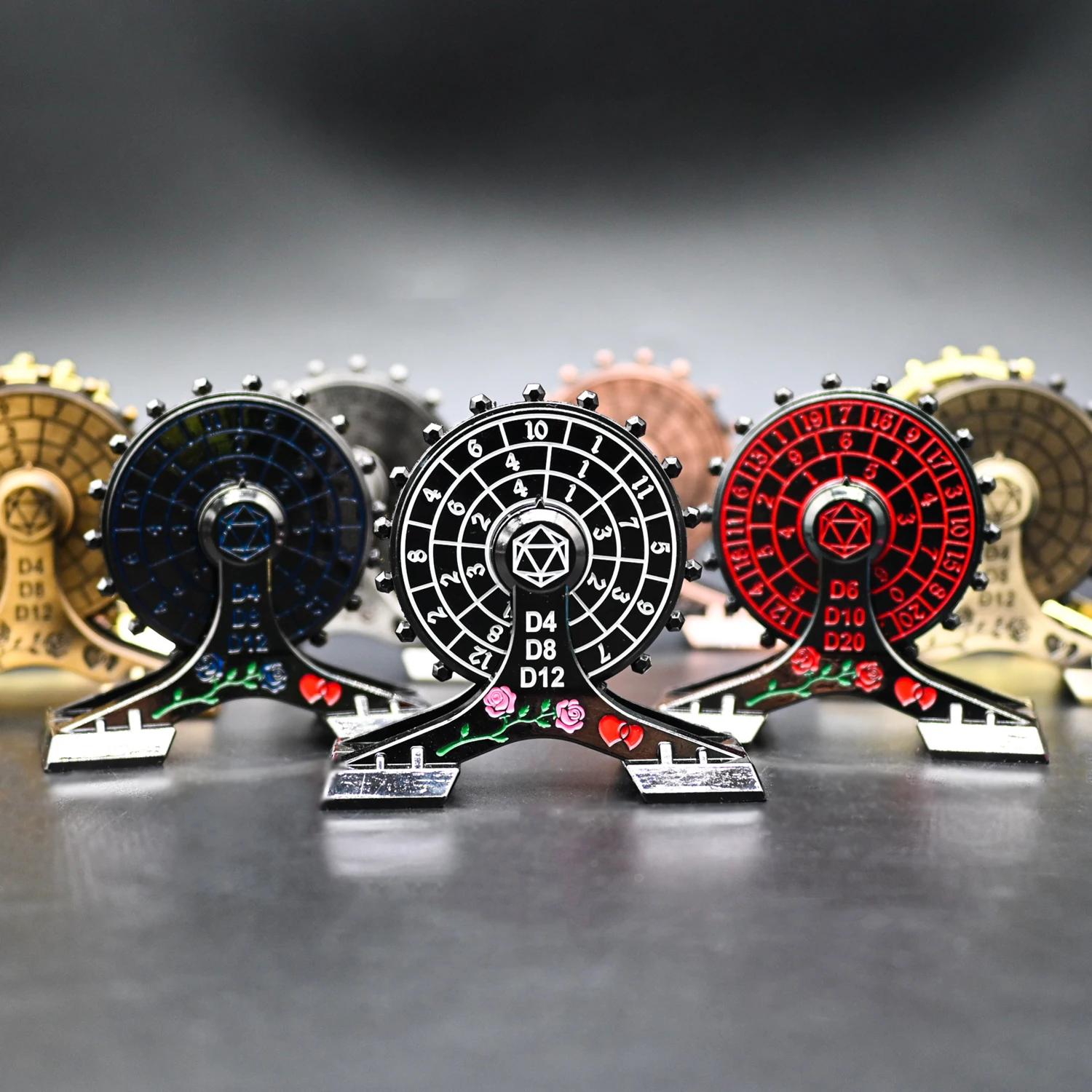 Dreamy Sky Swirling Ferris  7-in-1 Gyro Spinner Rotating Pink Roulette DND Dice for Board Game