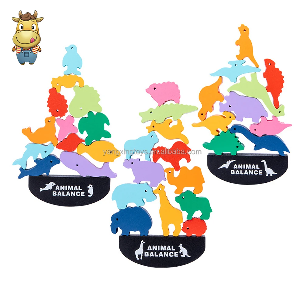 Wooden Animal Balance Stacking Building Blocks Puzzle Game Toy Early ...