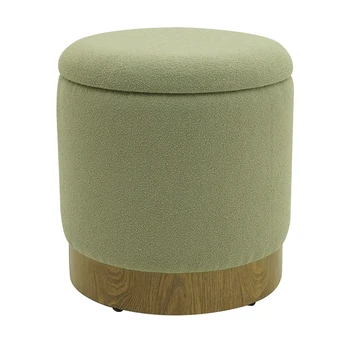 Round Ottoman with Storage Set Velvet Storage Ottoman Stool for Living Room Vanity Stool Dressing Table Stool