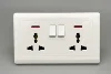 Switched double 3 pin universal socket with neon