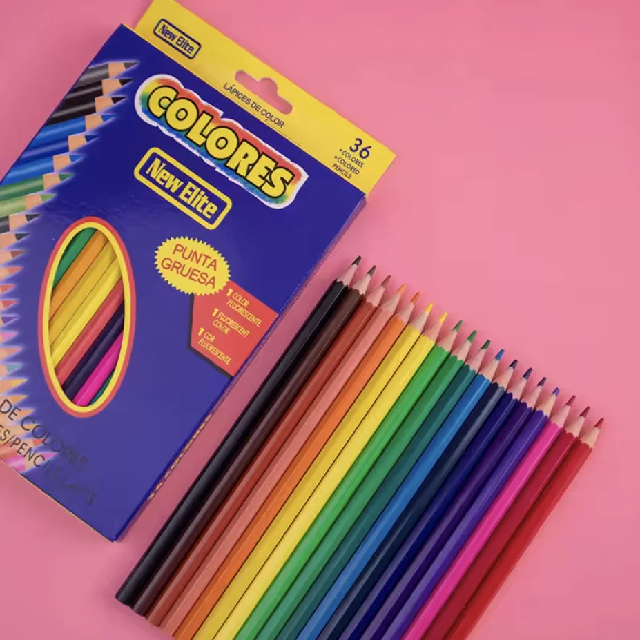 Set di matite colorate multicolore di alta qualità all'ingrosso, atossiche ed ecocompatibili, ideali per disegnare su legno con i bambini._voghion.com