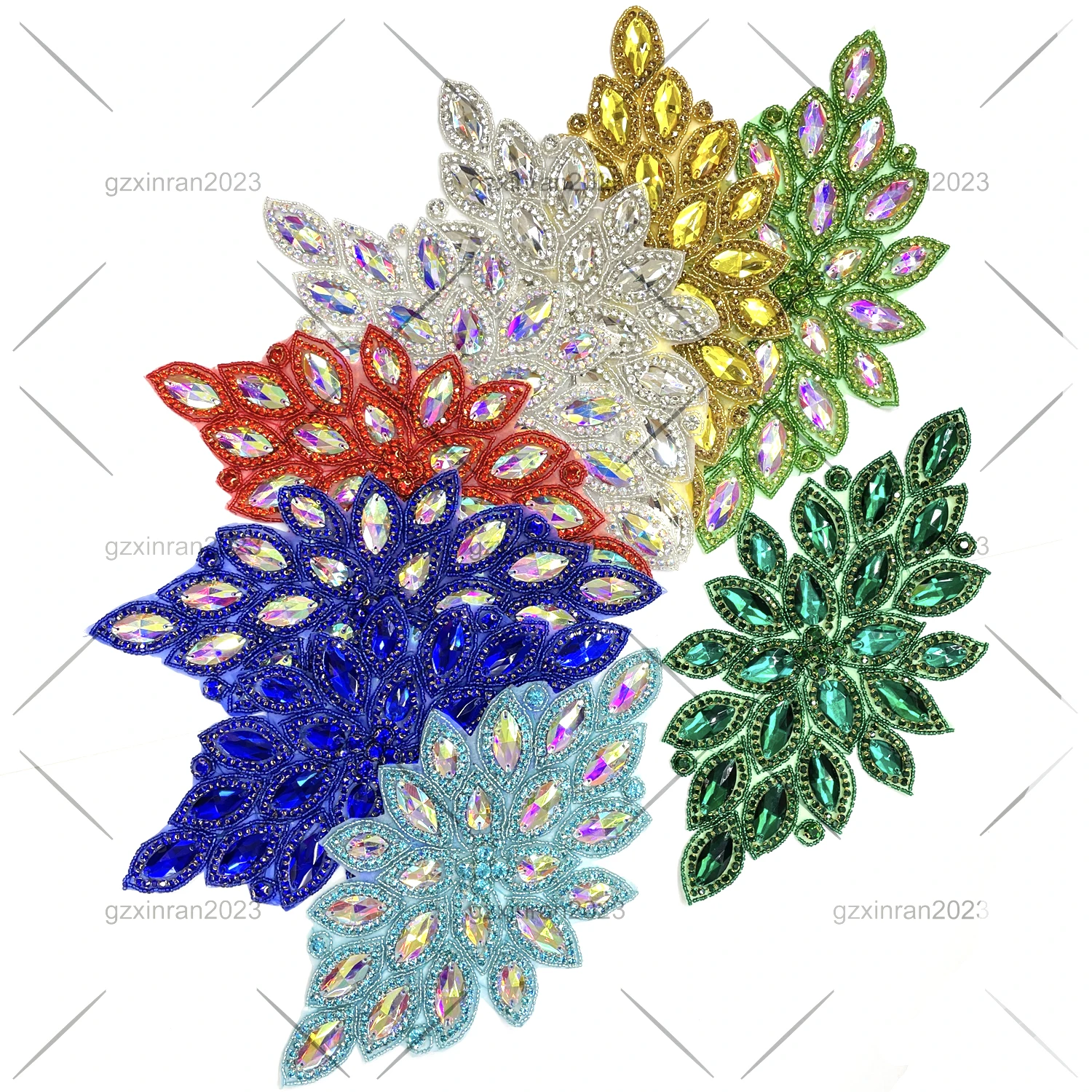 Rhinestone Crystal Bridal Sew-On Patches – Wedding Applique Motif – Diamante