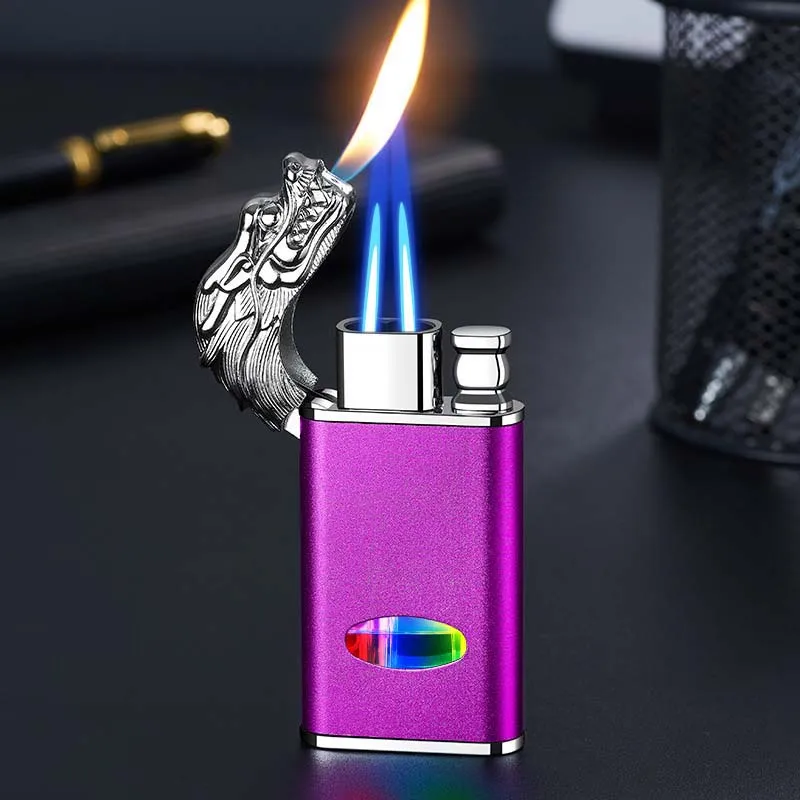 Lot 2 Briquets Dragon Métal Rechargeables USB C - Arc Électrique + Flamme Butane Cadeau Homme