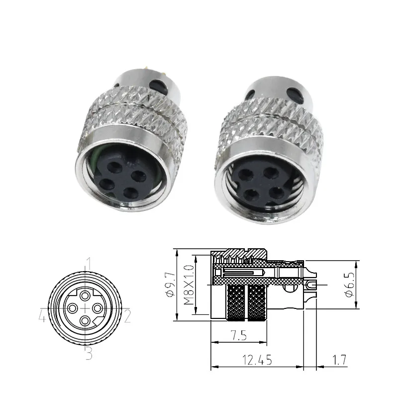 IP67 Waterproof Connector 4-Pin D Code Industrial Circular Electrical Power Moldable Male Female Wire Cable Plug M8 Connections
