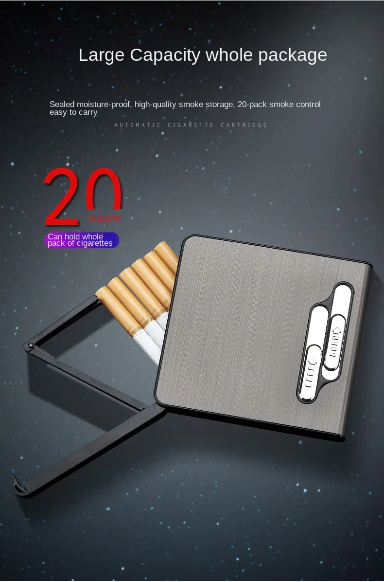Custom 20 Cigarette Pack Box Ejecetion Holder Dual Arc Windproof