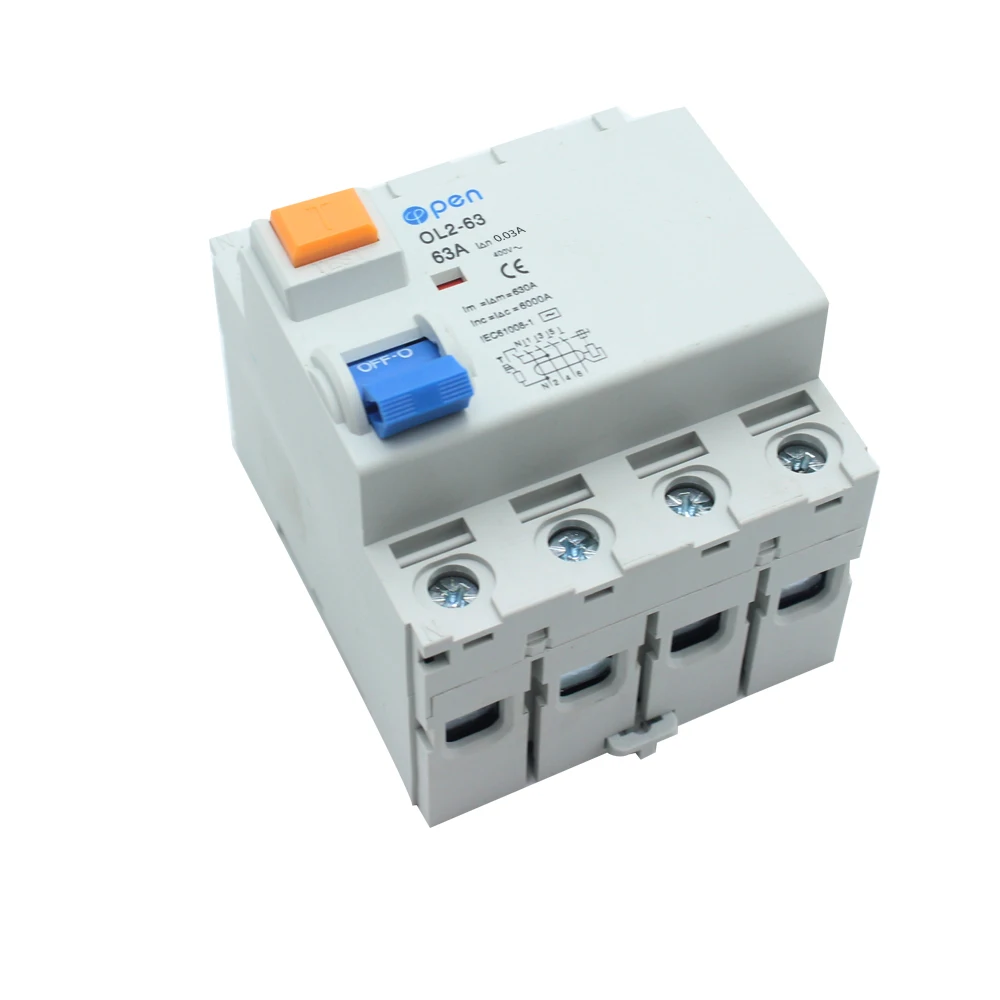 OL2-63 Disjoncteur électrique à courant résiduel 2P 25 A 100 mA RCCB pour  protection contre les surcharges/fuites et les courts-circuits