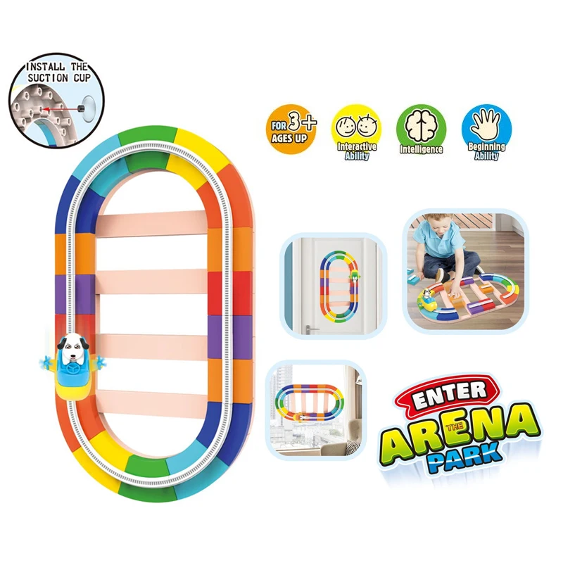 Moving Runway 54pcs Diy Assembled Race Track Toy Car Set  HN927512