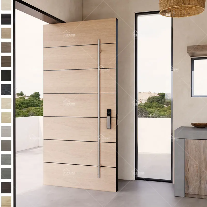 Philippines Modern Main Entrance Wooden Door Design Villa Pivot Entry Door Wood Hotel Oak External Wood Doors