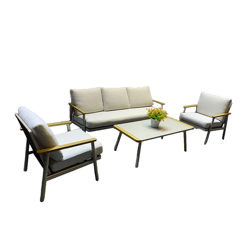 Visų metų orams atspari Brisbane PE vilkšninio audinio kampinė sofa, lauko verandos baldai