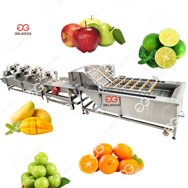 3T/H Bubble Fruit Washer Grading Line Orange Wash Dryer Cleaning And Sorting Apple Cleaner Drying Waxing Mango Washing Machine