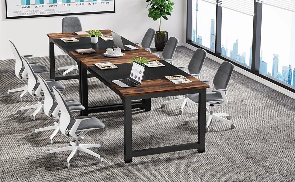 Tribesigns industrial style office furniture office meeting table for office boardroom
