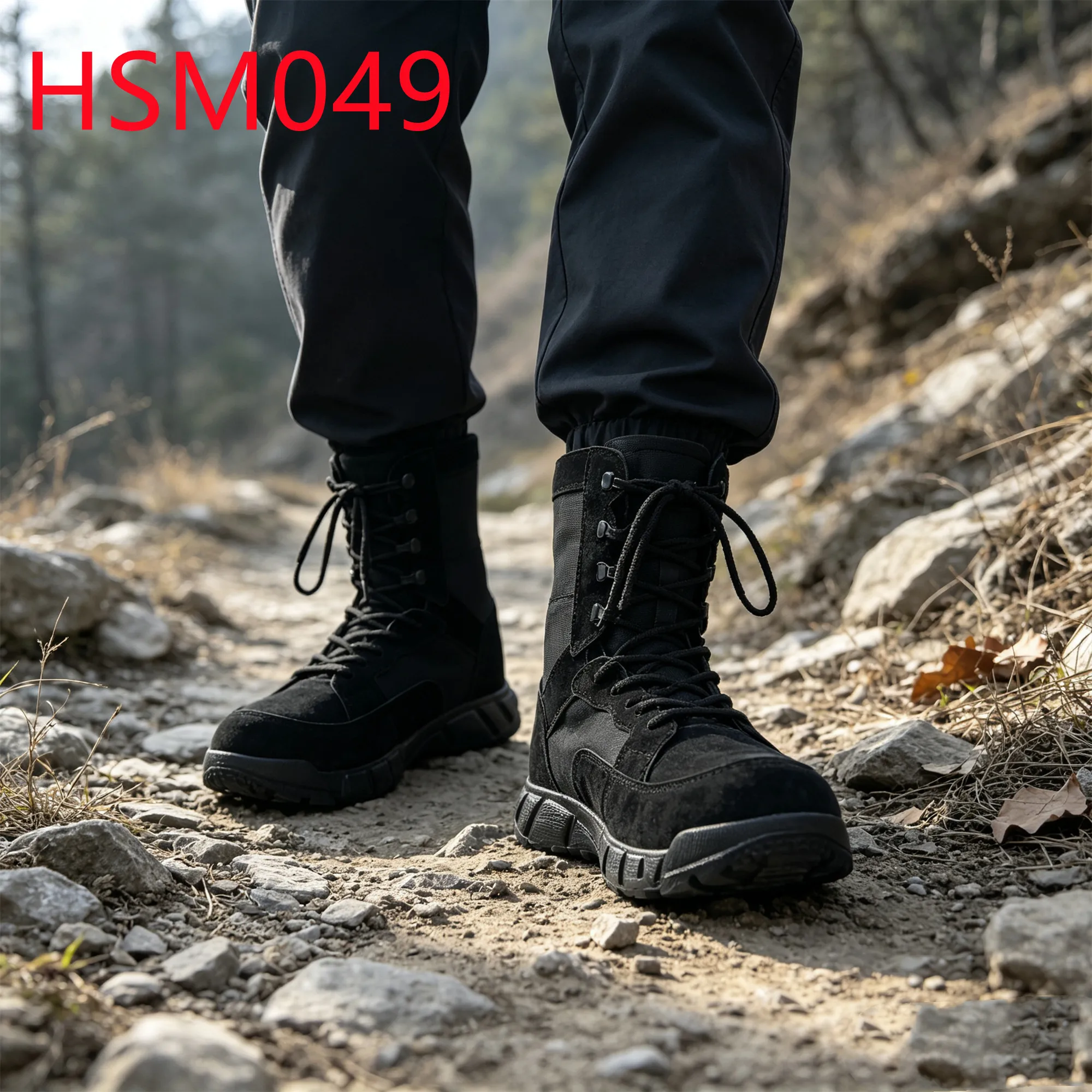 HY,Field Activities Shockproof PU Sole Hua Singh Tactical Boots Quick-Dry Stretch Fabric Black/sand Color Combat Boots HSM049