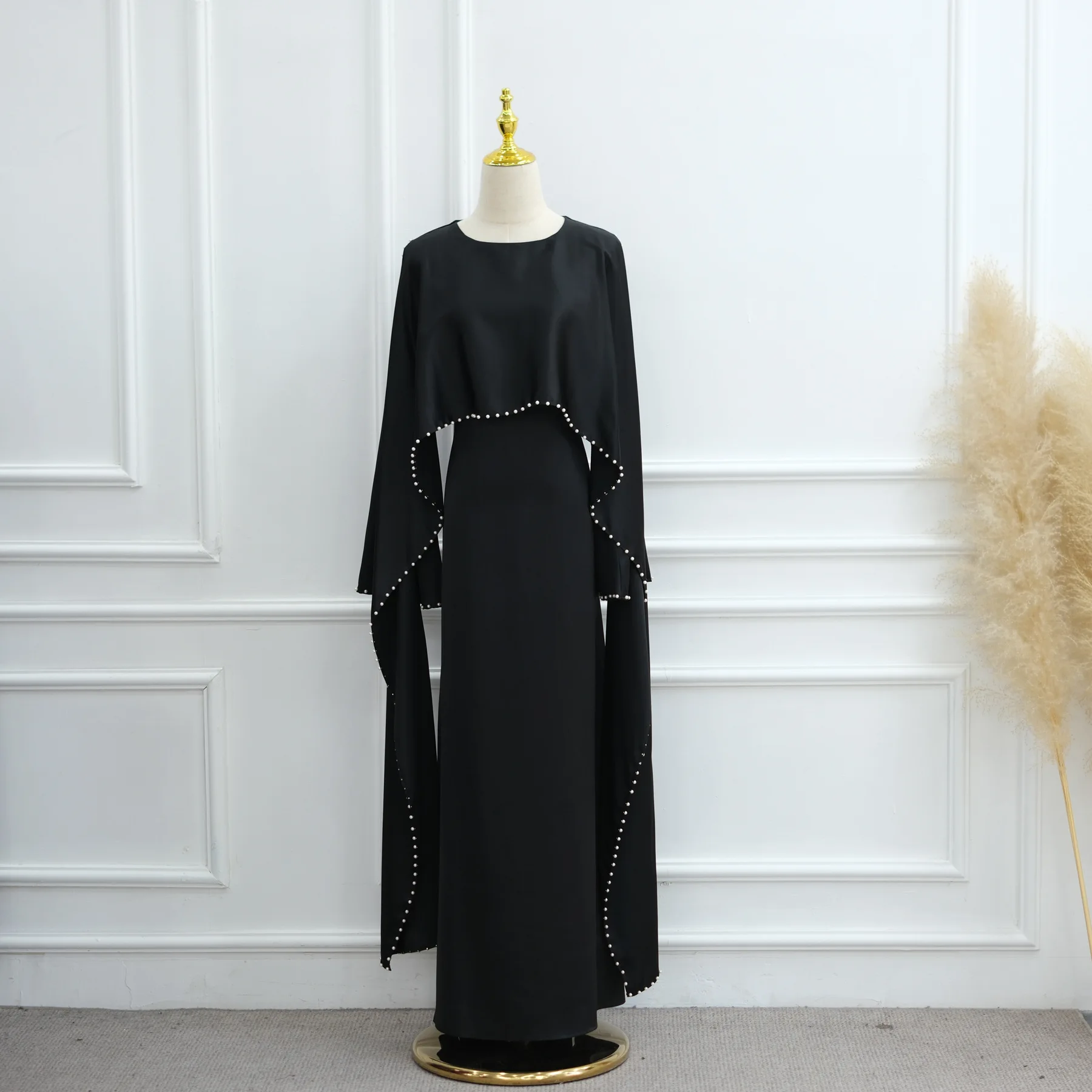 Islamic Clothing Women Pearls Diamond Embellished Luxury Cape Abaya Elegant Modest Abaya Women Muslim Dress Closed Abaya Eid Islamic Clothing Women Pearls Diamond Embellished Luxury Cape Abaya Elegant Modest Abaya Women Muslim Dress Closed Abaya Eid