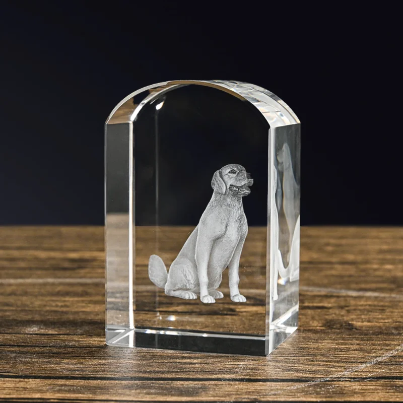 Personnalisation Personnelle 3D gravure laser cristal Cube Verre Artisanat Cristal Bloc Verre Animaux Intérieur Sculpture Cube