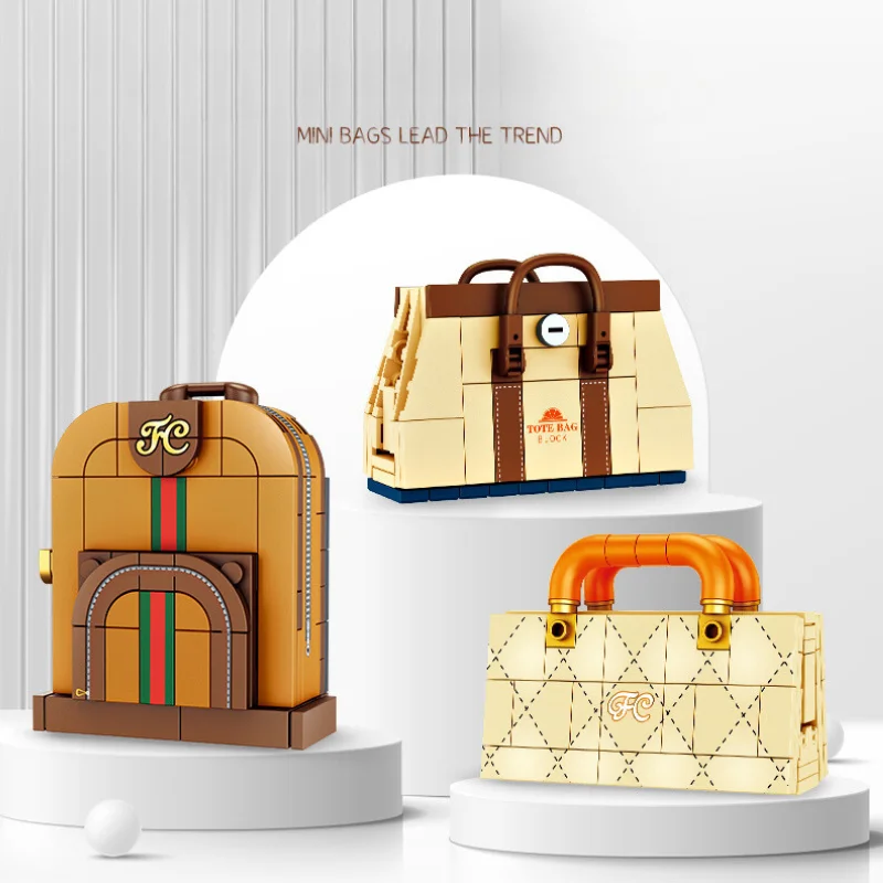 Mini Fashion Building Block Handbag 3D Puzzle Toy Educational Kid Gift Model Transportation Multiple Plastic Mini Fashion Bag