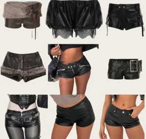 Vivblook Z918PT05 New Arrival Streetwear Spicy Girl New Street Sexy Leather Hot Shorts Low Waist Skinny Mini Shorts for Women
