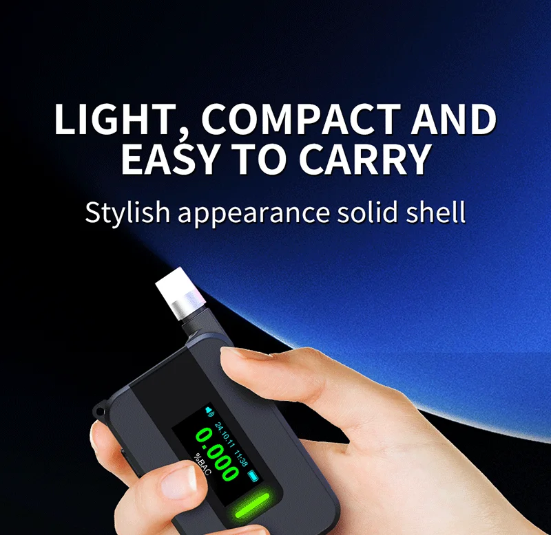 D1000 Professional Digital Breath Alcohol Tester with Electrochemical Sensor OLED Display High Accuracy