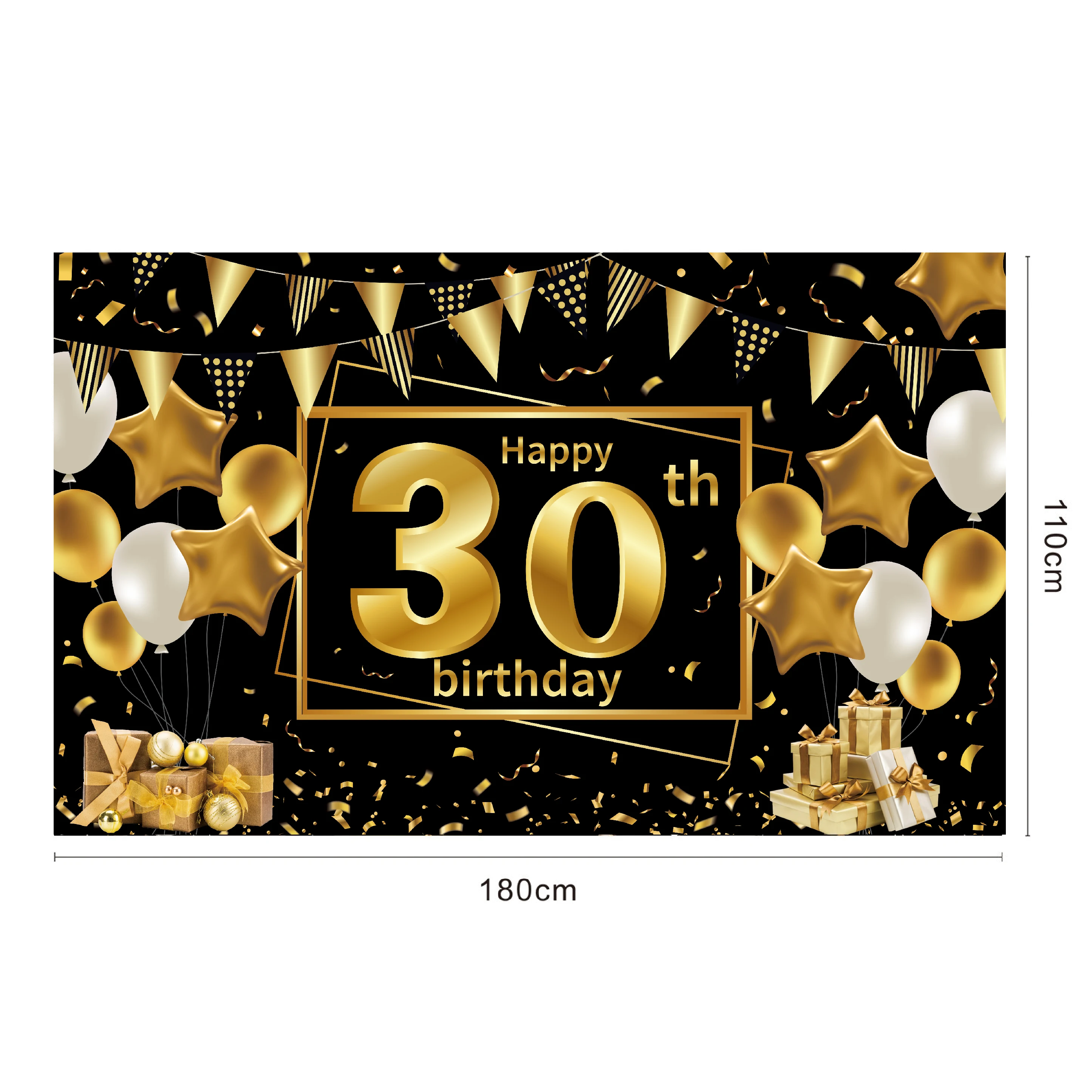 Happy Birthday Banners Party Backdrop Large Black Gold Balloon Birthday  Party Decorations For 50th Birthday - Buy 21th Pink Birthday Birthday Party  Decorations,Large Size 30th Party Wall Decoration Set,Birthday Party  Background Polyester