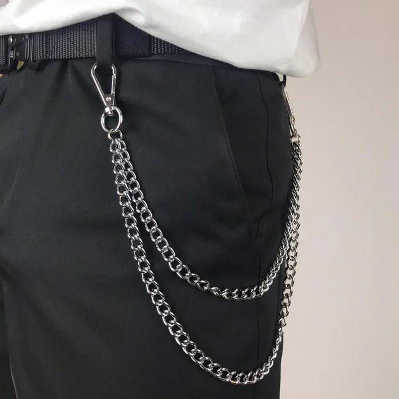 Layered Punk Wallet Chain, Women Punk Pant Chain ,Hip Hop Silver Chain ,  Long Trousers Hipster Key Chains ,Punk Street Metal Wallet Belt Chain ,Pant  Key Chain Unisex Hip Hop Jewelry, Punk