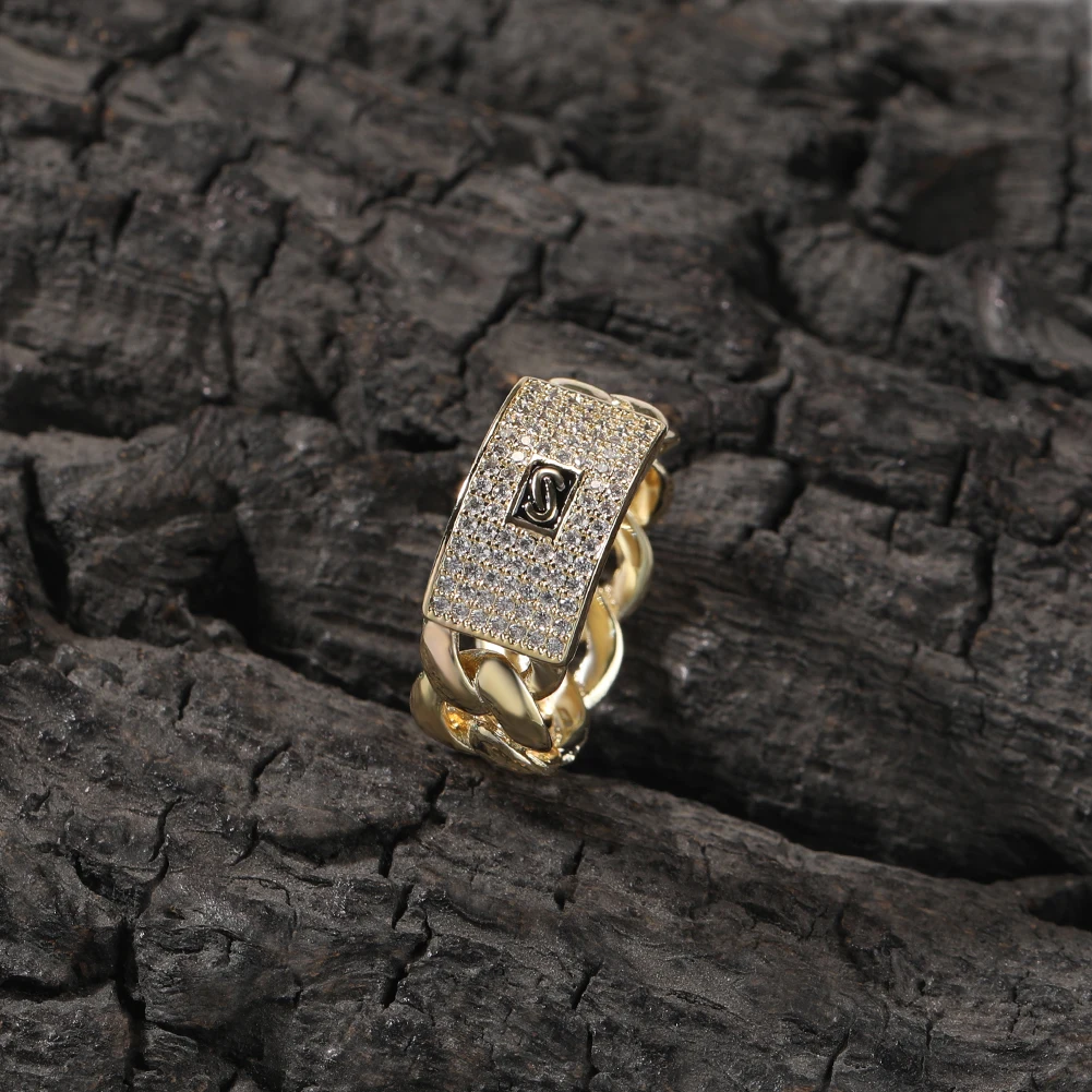 Fine Jewelry Rings 14k Gold Ring Trendy Fashion Popular Style Hip Hop  Jewelry Cuban Ring Men's Jewelry Drop-shipping