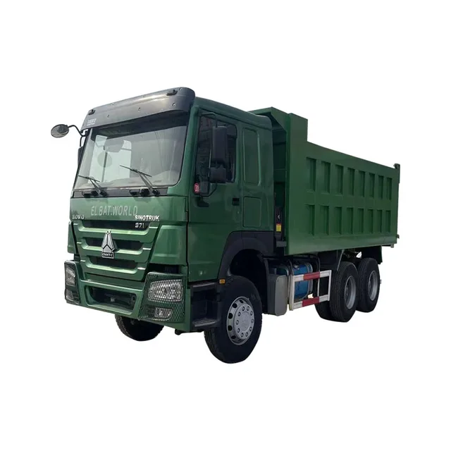 Hot sale used green howo export dump trucks 371hp urban construction waste truck 6x4 euro2 3 garbage carrier heavy duty truck