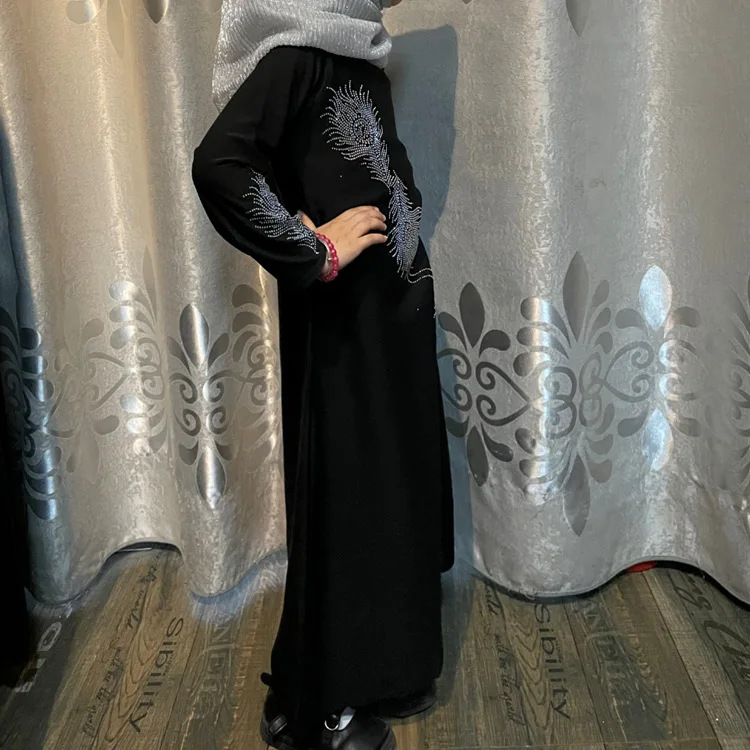 Rhinestones Girl Abaya Islamic Kids Clothing Small Girl Dresses Prayer ...