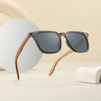 Eco Friendly Wooden Sunglasses  for Men Handmade Walnut Wood Frame Polarized Sun Glasses Square Oculos De Sol Custom Logo