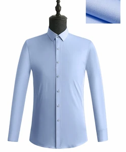 Wholesale High Quality Formal Shirts Blue Long Sleeved Men's Office Business Shirts for Men